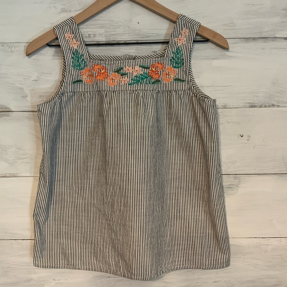 Crazy 8 blousy tank with embroidery detail